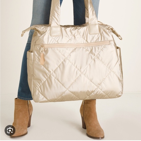 Chicos gold quilted puffer travel bag - Picture 2 of 3